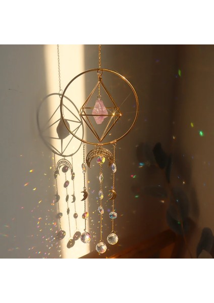 U Tarzı Suncatcher Kristal Rüzgar Çanı Yıldız Ay Güneş Yakalayıcılar Rüzgar Çanları Kaplama Renkli Boncuklar Bahçe Dekoru El Sanatları Için Asılı Damla (Yurt Dışından)