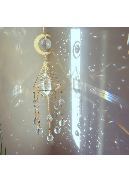 U Tarzı Suncatcher Kristal Rüzgar Çanı Yıldız Ay Güneş Yakalayıcılar Rüzgar Çanları Kaplama Renkli Boncuklar Bahçe Dekoru El Sanatları Için Asılı Damla (Yurt Dışından)