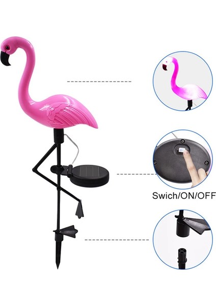 Bir Stil Güneş Enerjisi Bahçe Işık Güzel Pembe Flamingo Çim Dekor Bahçe Kazık Peyzaj Lambası Dış Aydınlatma (Yurt Dışından)