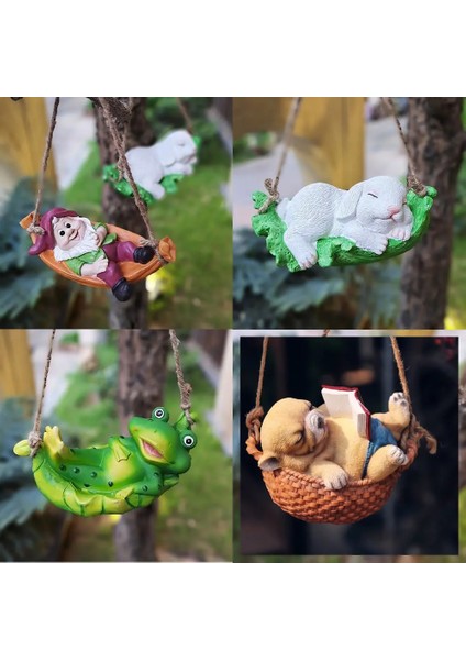 Kedi Stili Yaratıcı Sevimli Kedi Köpek Tavşan Reçine Yalan Gnome Kurbağa Heykeli Bahçe Ağaç Üzerinde Asmak Dekoratif Kolye Kapalı Açık Dekor Süsleme (Yurt Dışından) fiyatları