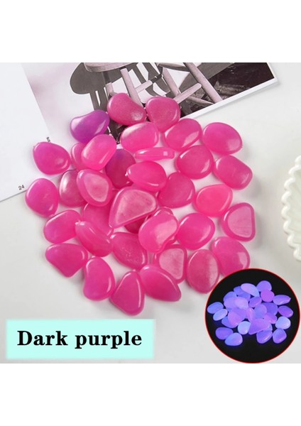 Koyu Mor Tarzı 100 Adet 50 Lot Aydınlık Çakıl Taşları Karanlıkta Glow Bahçe Süsleri Taş Yürüyüş Yolları Bahçe Yolu Veranda Çim Yard Dekor (Yurt Dışından)
