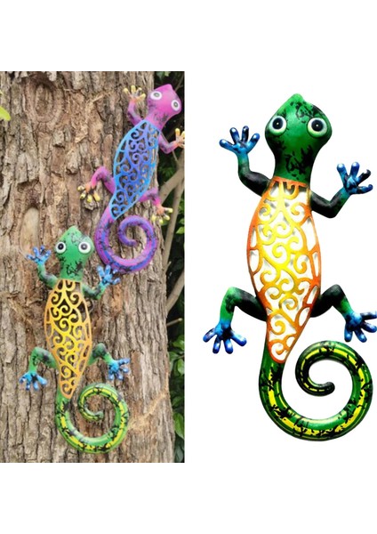 Sarı Stil Demir Sanat Gecko Süsler Açık Metal Kertenkele Sanatı Veranda Için Asılı Heykel Veranda Duvar Çit Için Metal Açık Süslemeleri (Yurt Dışından)