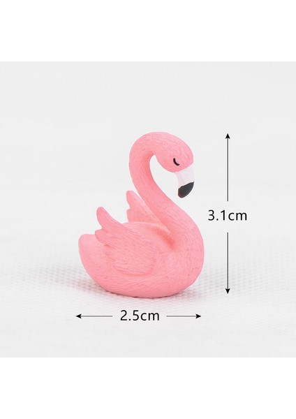 Kanat Stilini Aç Pembe Flamingo Heykelcik Minyatür Sevimli Kuş Peri Bahçe Dekor Mikro Peyzaj Etli El Yapımı Zanaat Hediye Anahtarlık Aksesuarı (Yurt Dışından)