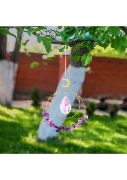 No.3 Tarzı Kristal Ay Daire Asılı Metal Kristal Top Prizma Gökkuşağı Yapıcı Bahçe Açık Ev Pencere Için Dekor Ağacı (Yurt Dışından) fırsatları