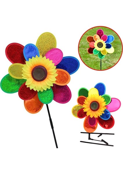 Siyah Stil Unflower Yel Değirmeni Renkli Rüzgar Er Ev Bahçe Dekor Yard Çocuk Oyuncak (Yurt Dışından) modelleri