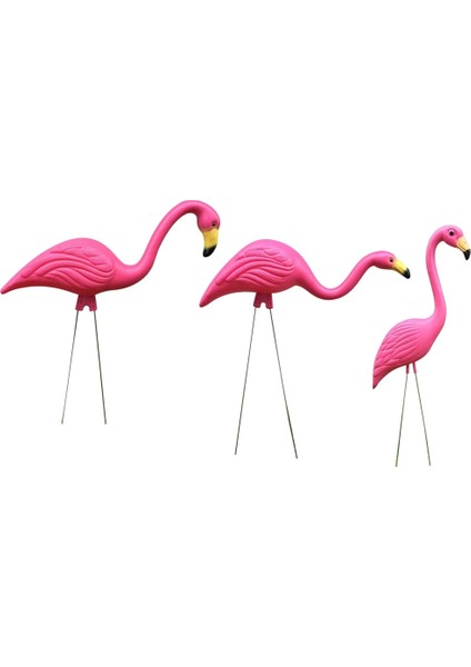 Yukarıya Bakma Stili 3 Çeşit Pembe Plastik Flamingo Yard Bahçe Çim Balkon Dekoru Gerçekçi Hayvan Süsleri (Yurt Dışından) fiyatları