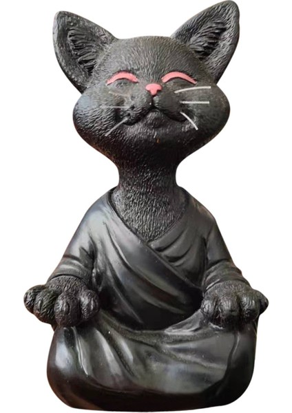 Siyah Stil 2021 Kaprisli Siyah Buda Kedi Heykelcik Meditasyon Yoga Koleksiyon Mutlu Kedi Duvar Süsü Heykeller Bahçe Heykelleri Ev Dekor (Yurt Dışından)