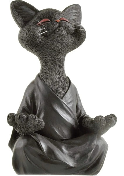 Siyah Stil 2021 Kaprisli Siyah Buda Kedi Heykelcik Meditasyon Yoga Koleksiyon Mutlu Kedi Duvar Süsü Heykeller Bahçe Heykelleri Ev Dekor (Yurt Dışından)