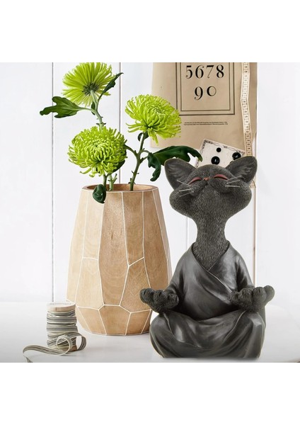 Siyah Stil 2021 Kaprisli Siyah Buda Kedi Heykelcik Meditasyon Yoga Koleksiyon Mutlu Kedi Duvar Süsü Heykeller Bahçe Heykelleri Ev Dekor (Yurt Dışından)