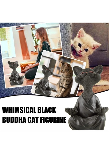 Siyah Stil 2021 Kaprisli Siyah Buda Kedi Heykelcik Meditasyon Yoga Koleksiyon Mutlu Kedi Duvar Süsü Heykeller Bahçe Heykelleri Ev Dekor (Yurt Dışından)