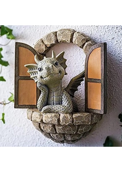 Tarzı Gösterdiği Gibi Dinozor Tırmanma Pencere El Sanatları Reçine Heykeli Bahçe Dekorasyon Güzel Ejderha Avlu Heykel Bahçe Duvar Sanatı Süslemeleri (Yurt Dışından) fırsatları