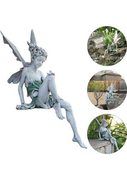 Beyaz 22CM Tarzı Tudor ve Turek Oturan Peri Heykeli Bahçe Süsleme Reçine El Sanatları Peyzaj Yard Dekorasyon Bahçe Açık Figürler Ev Dekorasyonu (Yurt Dışından)