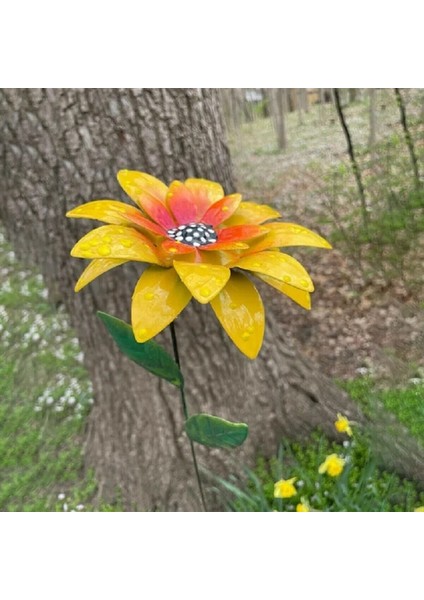 Sarı Stil Sinek Kuşu Besleyici Metal Daylily Çiçek Bahçesi Kazıklar Çiçek Bahçesi Kazık Dekorasyon Açık Mangeoire Oiseaux Exterieur (Yurt Dışından)