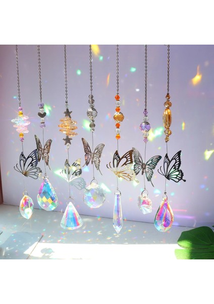 Sarı Stil Ay Güneş Yakalayıcı Kristal Işık Yakalayıcı El Yapımı Yakalayıcı Witchy Suncatcher Prizma Pencere Asılı Dekor Kristaller Rüzgar Çanları Gökkuşağı (Yurt Dışından)