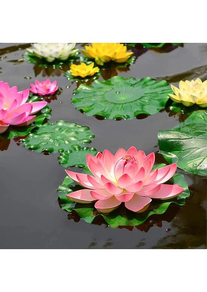 Kırmızı Stil Mulation Lotus Yüzen Çiçekler Nilüfer Göleti Dekorasyon Tank Tesisi Yapay Lotus Çiçekleri Yüzen Çiçekler Dekoru (Yurt Dışından)