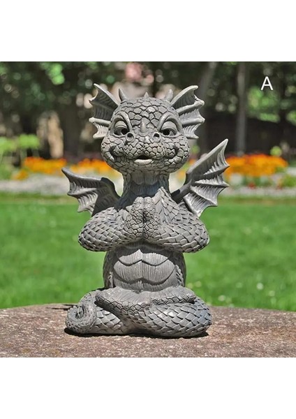 01 Bir Stil Bahçe Ejderha Meditasyon Bahçe Heykeli Toplama Reçine Süsleme Dinozor Şekli Meditasyon Heykel Açık Yard Dekorasyon (Yurt Dışından)