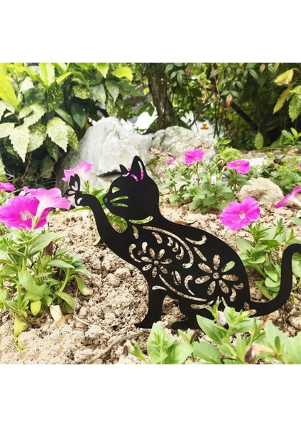 Kara Kedi Stili Kedi Şekli Şekil Zemin Ekle Dekor Siyah Yavru Kedi Siluet Bahisler Açık Dekor Için Metal Hollow Kedi Şekli Heykeli Bahçe Dekor (Yurt Dışından) modelleri