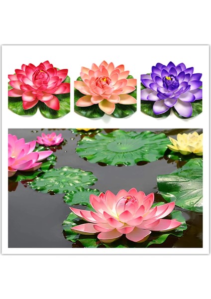 Pembe Tarzı Mulation Lotus Yüzen Çiçekler Nilüfer Göleti Dekorasyon Tank Tesisi Yapay Lotus Çiçekleri Yüzen Çiçekler Dekoru (Yurt Dışından)