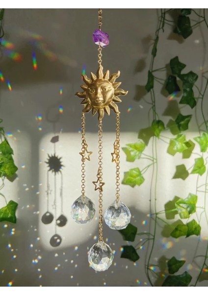 Amythest Sunny Suncatcher Rainbow Maker, Oda Dekorasyonu Için Mükemmel | Mini Güneş Yakalayıcı | Araba Tılsımı | Bohem Dekor | Hediyeler (Yurt Dışından)