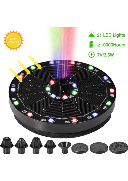 7V1.6W Tarzı 7V 3.5W Güneş Enerjili Su Çeşmesi Pompası Muhteşem LED Çerçeveli Yüzme Havuzları Yüzen Lityum Pil Çeşmesi Bahçe Çim Dekorasyonu (Yurt Dışından)