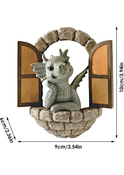 B Tarzı Küçük Ejderha Heykel Bahçe Dekor Reçine Zen Ejderha Figürler Heykeli Süsler Bahçe Çim Yard Çit Duvar Süslemeleri (Yurt Dışından)