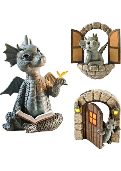 B Tarzı Küçük Ejderha Heykel Bahçe Dekor Reçine Zen Ejderha Figürler Heykeli Süsler Bahçe Çim Yard Çit Duvar Süslemeleri (Yurt Dışından) fiyatları