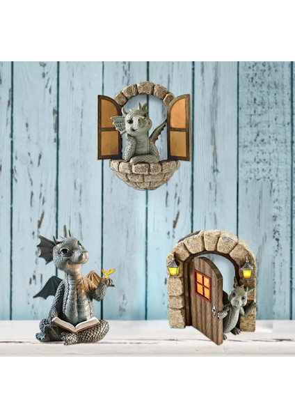 B Tarzı Küçük Ejderha Heykel Bahçe Dekor Reçine Zen Ejderha Figürler Heykeli Süsler Bahçe Çim Yard Çit Duvar Süslemeleri (Yurt Dışından) modelleri