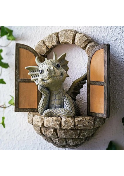 B Tarzı Küçük Ejderha Heykel Bahçe Dekor Reçine Zen Ejderha Figürler Heykeli Süsler Bahçe Çim Yard Çit Duvar Süslemeleri (Yurt Dışından) fırsatları