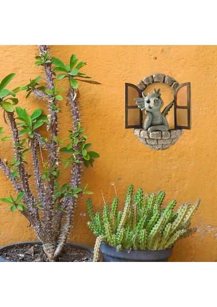 B Tarzı Küçük Ejderha Heykel Bahçe Dekor Reçine Zen Ejderha Figürler Heykeli Süsler Bahçe Çim Yard Çit Duvar Süslemeleri (Yurt Dışından) indirimleri