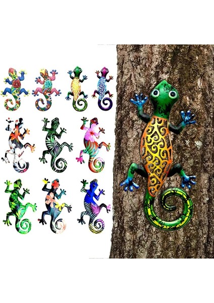 No.2 Tarzı Gecko Metal Kertenkele Duvar Sanatı Dekorasyon Asılı Heykel Metal Gecko Heykeli Kapalı Açık Ev Bahçe Dekorasyonu (Yurt Dışından) modelleri