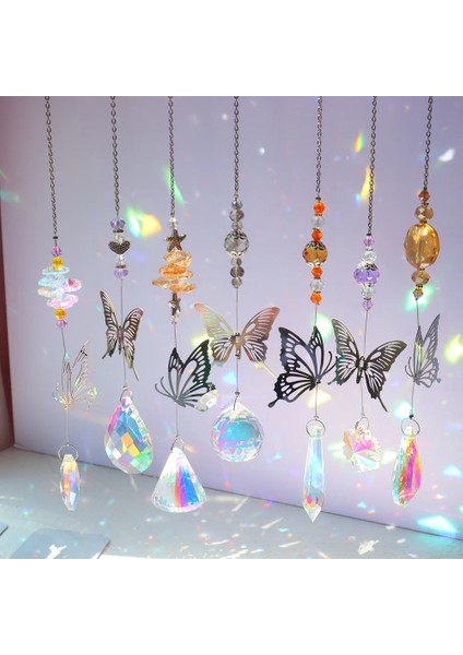 Q Stili Kristal Rüzgar Çanları Güneş Yakalayıcılar Yusufçuk Kelebek Asılı Kolye Dream Catcher Ev Bahçe Penceresi Için Rüzgar Çanları Avize (Yurt Dışından)
