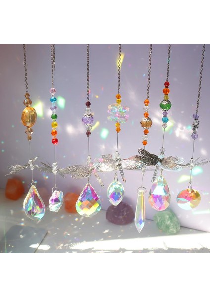 Q Stili Kristal Rüzgar Çanları Güneş Yakalayıcılar Yusufçuk Kelebek Asılı Kolye Dream Catcher Ev Bahçe Penceresi Için Rüzgar Çanları Avize (Yurt Dışından)