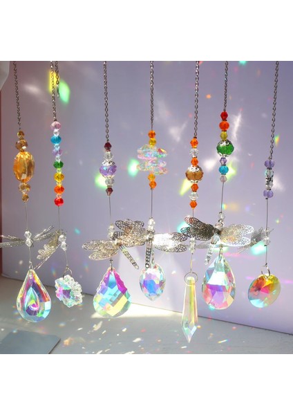 Q Stili Kristal Rüzgar Çanları Güneş Yakalayıcılar Yusufçuk Kelebek Asılı Kolye Dream Catcher Ev Bahçe Penceresi Için Rüzgar Çanları Avize (Yurt Dışından)