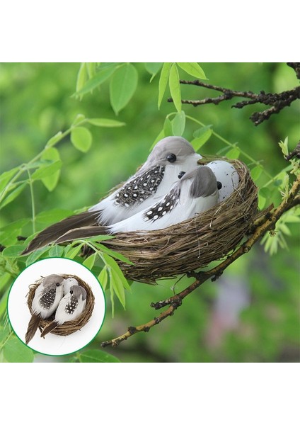 No.1 Tarzı 1 Takım Kuşlar ve Kuşlar ile Kuş Yuvası Yumurta Yapay Tüylü Kuş Bahçe Dekorasyonu Için El Yapımı Gerçekçi Kuş Yuvası ve Kuşlar (Yurt Dışından)