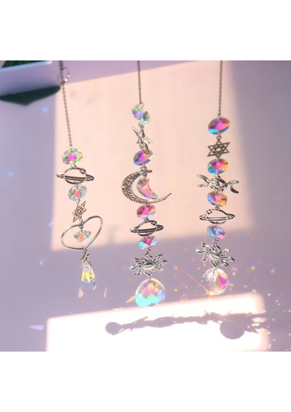 No.5 Tarzı Kristal Rüzgar Çanı Ay Güneş Yakalayıcı Elmas Prizmalar Kolye Dream Catcher Gökkuşağı Avcısı Asılı Damla Ev Bahçe Dekor Rüzgar Çanı (Yurt Dışından) modelleri