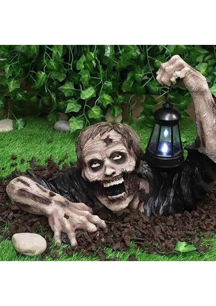 Gösterildiği Gibi Stil Zombi Fener Reçine Zombi Bahçe Heykelleri H Film Yard Bahçe Çim Gnomes Cadılar Bayramı Açık Dekor Zombi Heykeli W Pil (Yurt Dışından)