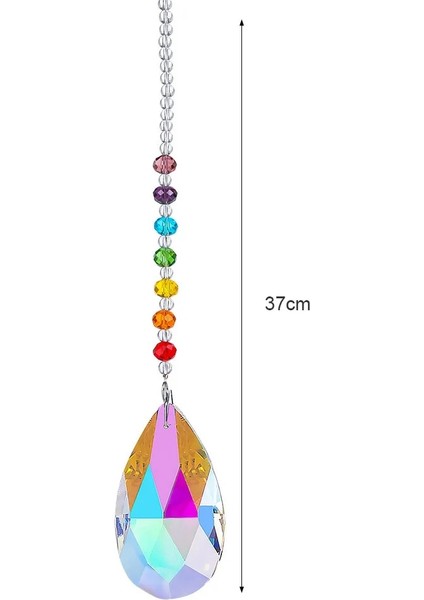 G 370MM Stili Çakra Kristal Avize Gökkuşağı Prizma Rüzgar Çanları Kolye Gökkuşağı Yapıcı Asılı Çakra Çağlayan (Yurt Dışından)