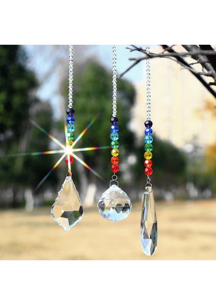 G 370MM Stili Çakra Kristal Avize Gökkuşağı Prizma Rüzgar Çanları Kolye Gökkuşağı Yapıcı Asılı Çakra Çağlayan (Yurt Dışından)
