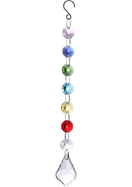 G 370MM Stili Çakra Kristal Avize Gökkuşağı Prizma Rüzgar Çanları Kolye Gökkuşağı Yapıcı Asılı Çakra Çağlayan (Yurt Dışından)