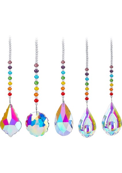 G 370MM Stili Çakra Kristal Avize Gökkuşağı Prizma Rüzgar Çanları Kolye Gökkuşağı Yapıcı Asılı Çakra Çağlayan (Yurt Dışından)