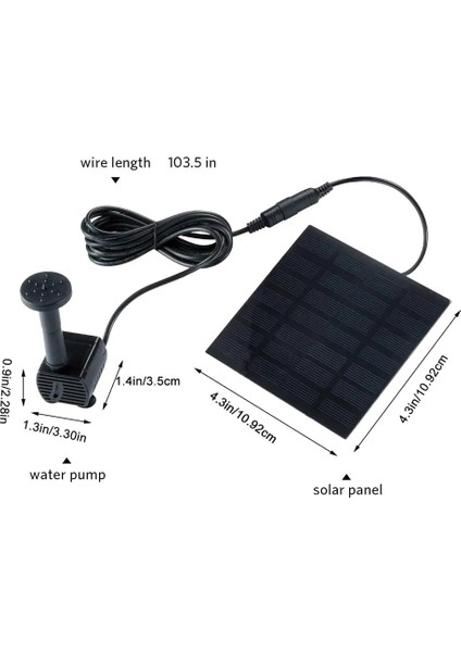 Siyah Stil Güneş Paneli ile Çalışan Su Fıskiyesi Havuz Göleti Bahçe Su Sprinkler Püskürtücü, Su Pompalı ve 3 Püskürtme Başlıklı (Yurt Dışından)