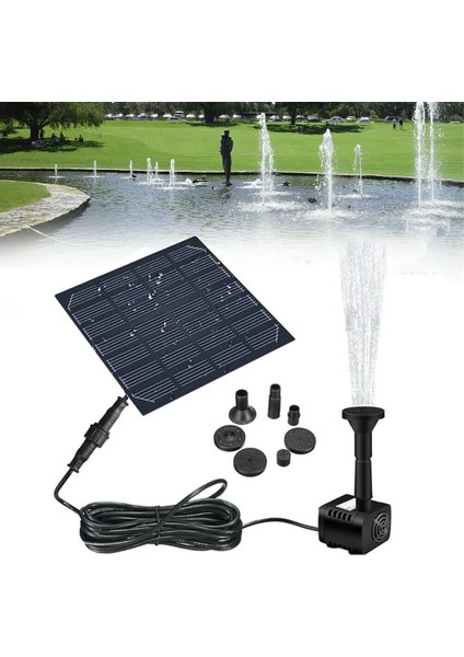 Siyah Stil Güneş Paneli ile Çalışan Su Fıskiyesi Havuz Göleti Bahçe Su Sprinkler Püskürtücü, Su Pompalı ve 3 Püskürtme Başlıklı (Yurt Dışından) modelleri