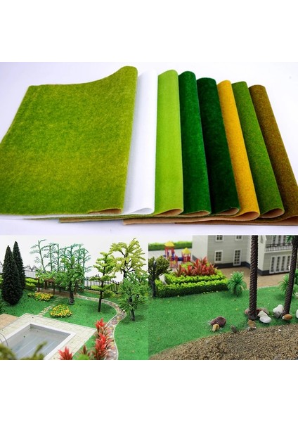 Mercan YEŞILI-25X25CM Stili 3 Boyutlu Yapay Çim Halı Çim Mat Kağıt Çim Diy Sahte Peyzaj Pedi Çim Halı Bahçe Açık Yeşil Zemin Dekor (Yurt Dışından)
