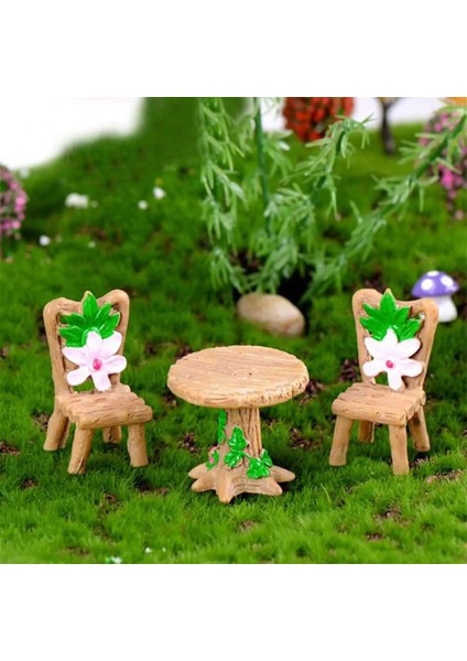 3 Adet Çiçek Masa Sandalyeler Minyatür Mikro Peyzaj Peri Bahçe Dollhouse Dekor Mikro Peyzaj Ekolojik Şişe Aksesuarları (Yurt Dışından)