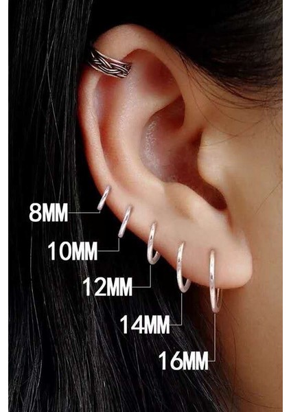 Gümüş Halka Küpe Üçlü Kombin 12 mm + 14 mm + 16 mm wsk02 fırsatları