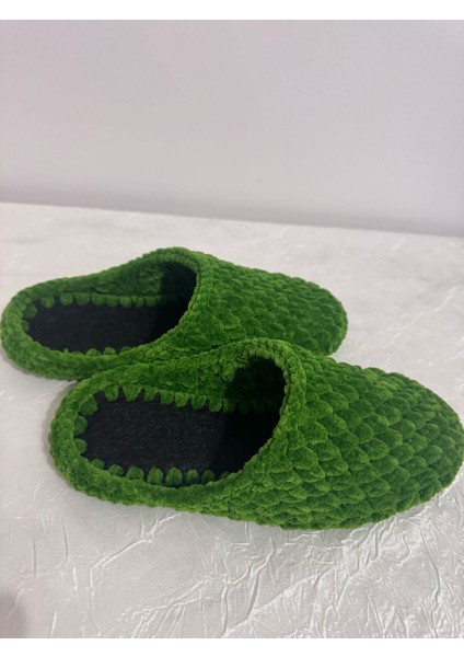El Örgüsü Kadife Ip Yeşil Ev Terliği fırsatları