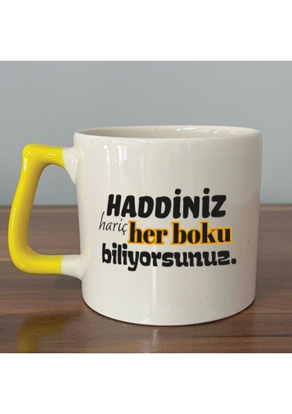 Haddiniz Hariç Her Boku Biliyorsunuz Baskılı Sarı Kulplu D Kupa