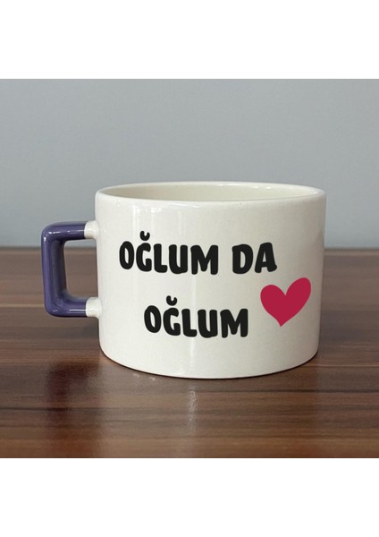 Oğlum Da Oğlum Baskılı Mor Kulplu C Fincan