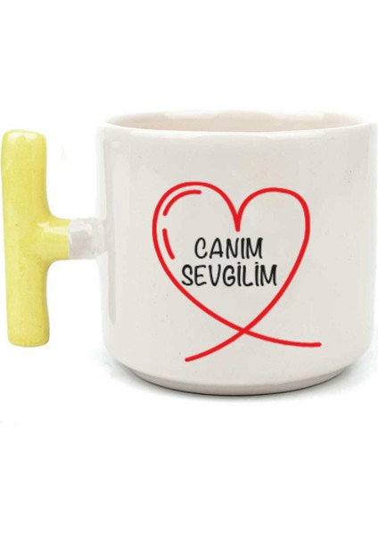 Canım Sevgilim Baskılı Sarı Kulplu T Kupa