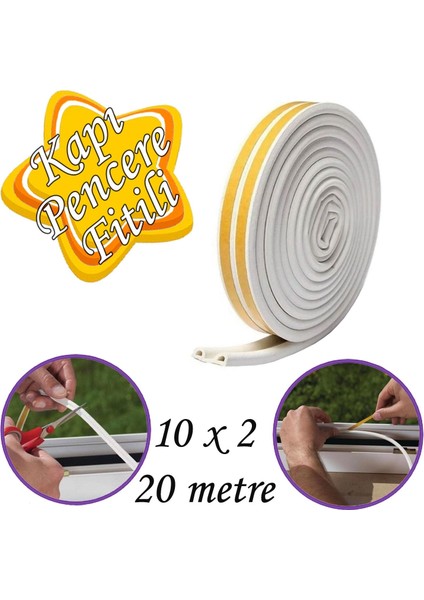 10X2=20 Metre Kapı Pencere Bandı Beyaz Fitili Yapışkanlı Soğuk Izolasyon Bant
